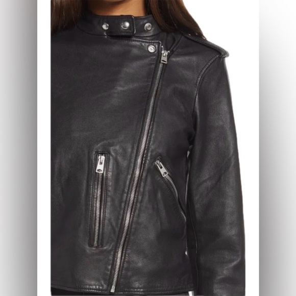 All Saints Klyn Leather Biker Jacket - Picture 3 of 11